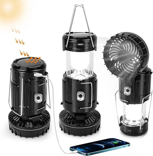 Solar-powered camping fan