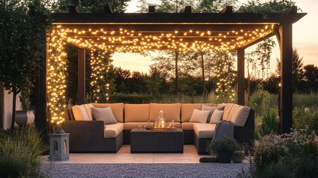 Pergola or Gazebo with string lights