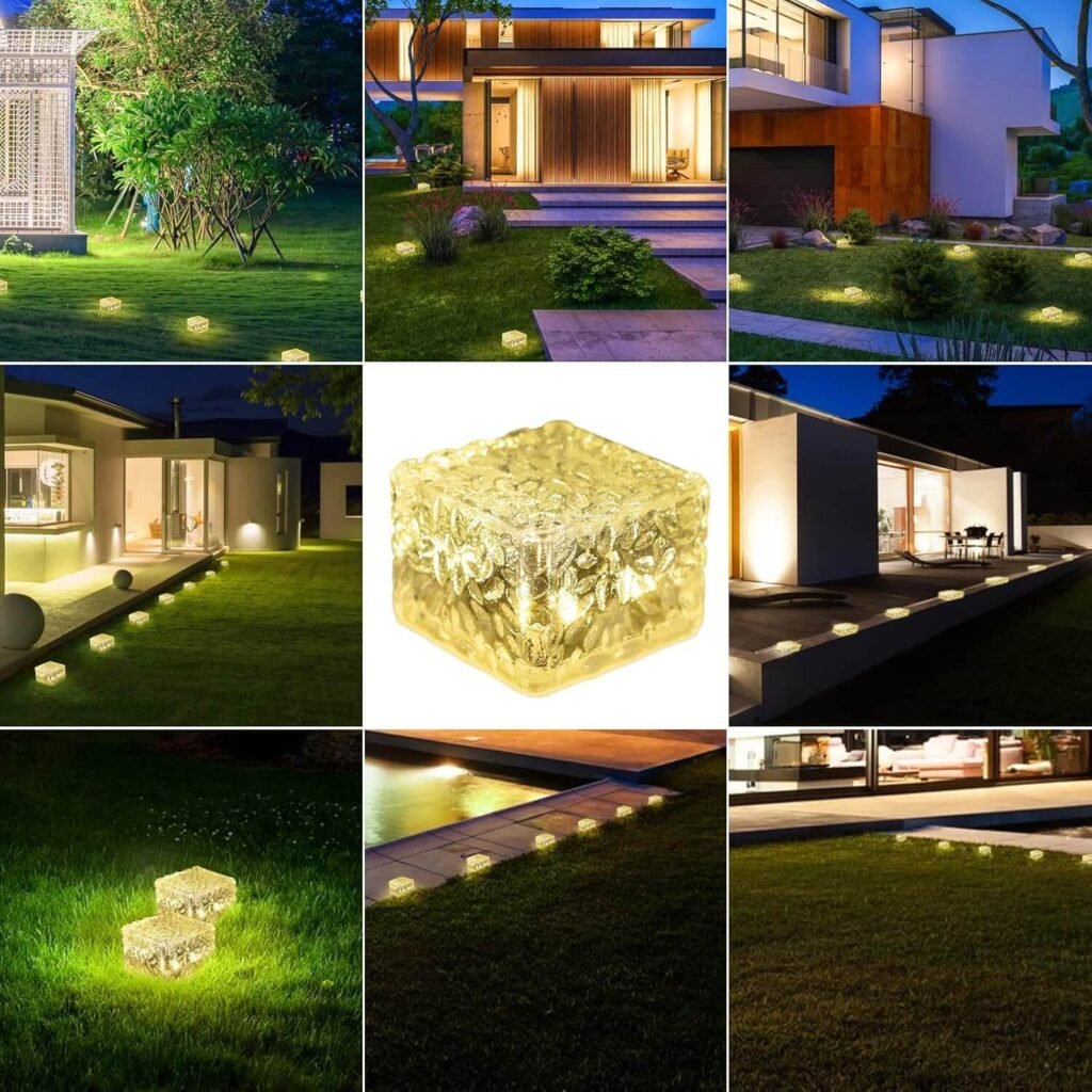 HOFLYW 6 Pack Solar Brick Lights Landscape Path Light